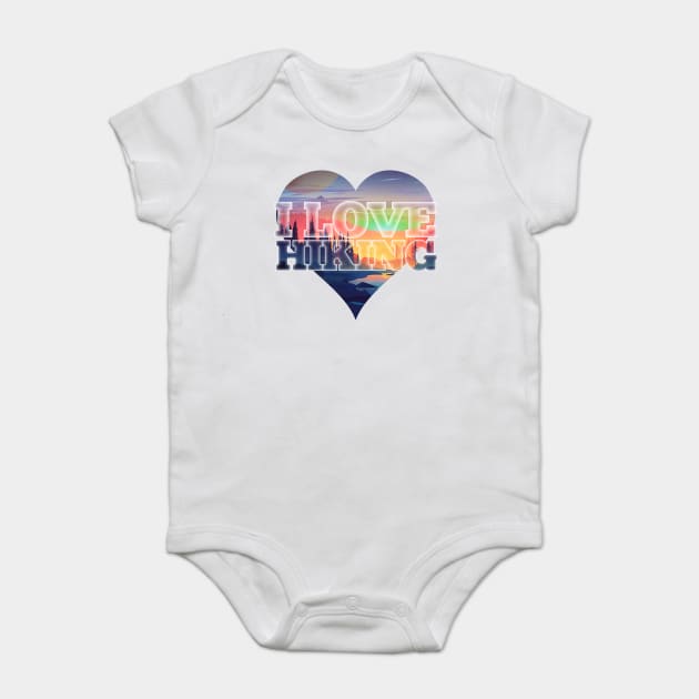 I love Hiking - camping in the mountains with sunset view Baby Bodysuit by Joaddo